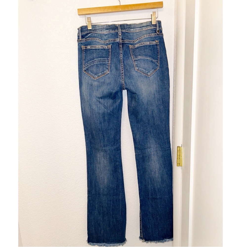 ANTHRO x DRIFTWOOD Eva Floral Embroidered Bootcut Jean Whiskering Raw hem SZ: 28 - Picture 13 of 13